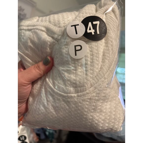 Free People We The Free Catalina Thermal Light V-Neck Shirt Oatmeal Womens S - Picture 5 of 11